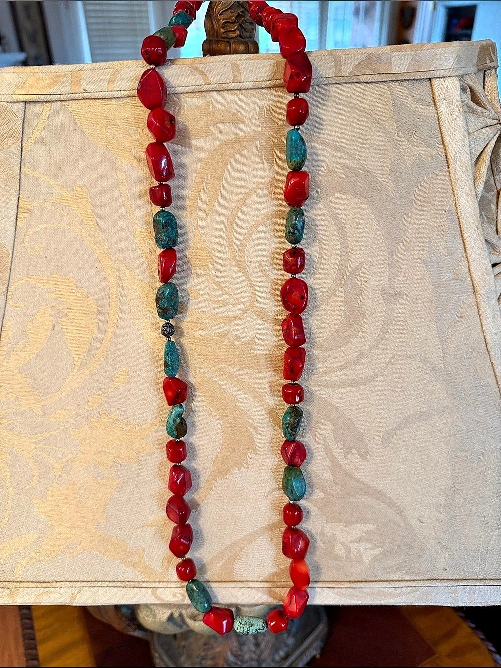 BARSE Beaded Necklace in Red & Blue with Barse Earrings Like New